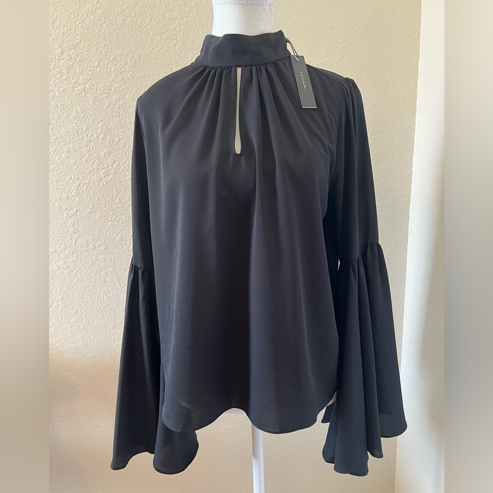Tahari Black Wide Sleeve Blouse NWT
